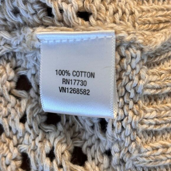 Converse 90s Open Knit Cardigan L | Beige Boho Coastal Beach Hippie Fall Sweater - Picture 8 of 8